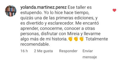 testimonio taller Quién soy yo de Yolanda